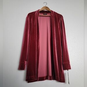NWT Jones New York Maroon Velvet Open Cardigan